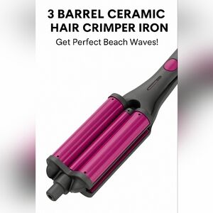 🔥✨ 3 Barrel Ceramic Hair Crimper Iron — Create Gorgeous Waves Effortlessly! ✨🔥